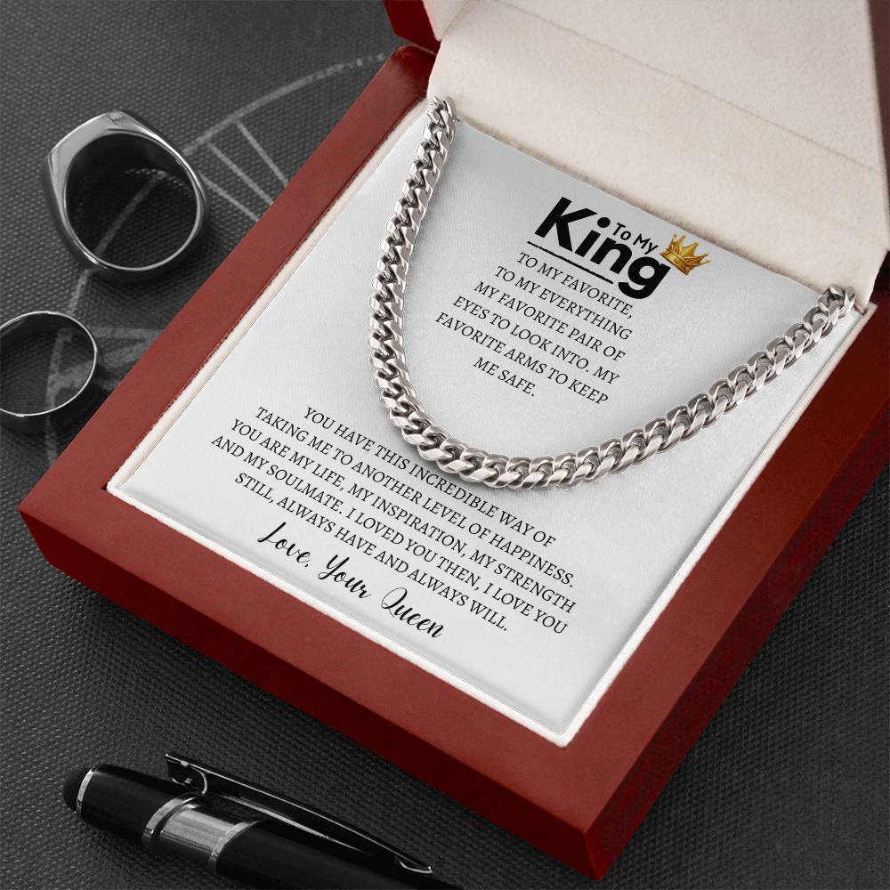 Gift for Husband - To My King Cuban Link Chain
