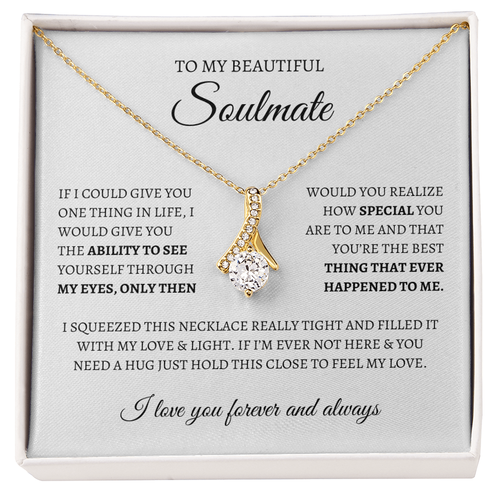 To My Soulmate Sparkling Love Knot Necklace – Romantic Gift for Wife or Girlfriend