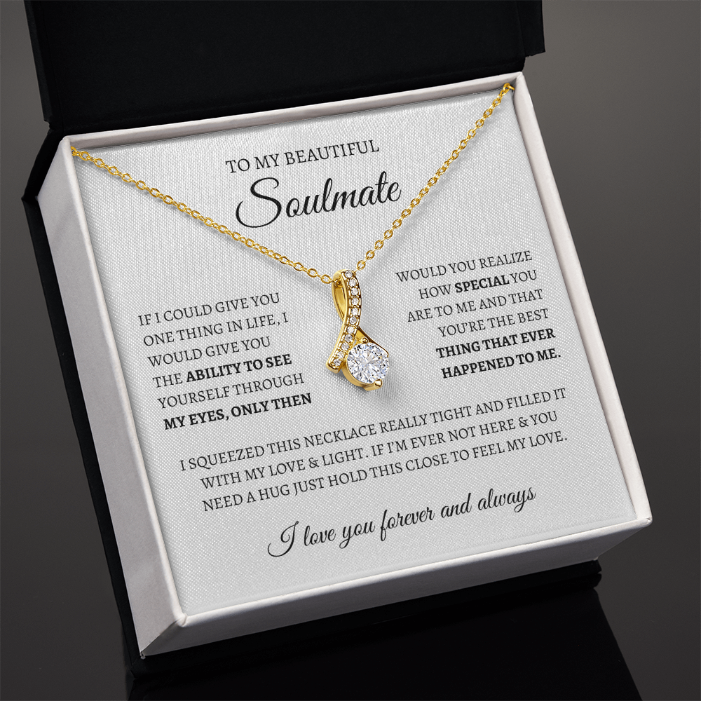 To My Soulmate Sparkling Love Knot Necklace – Romantic Gift for Wife or Girlfriend