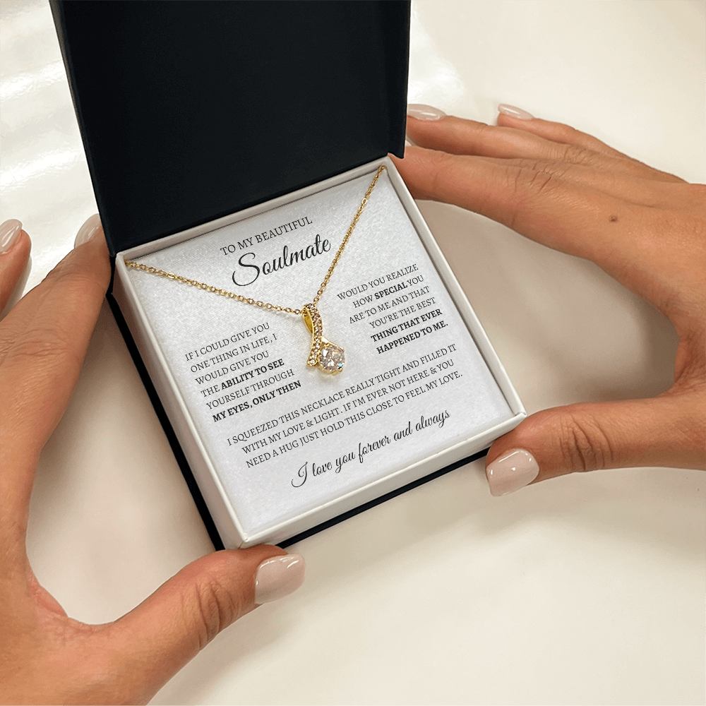 To My Soulmate Sparkling Love Knot Necklace – Romantic Gift for Wife or Girlfriend