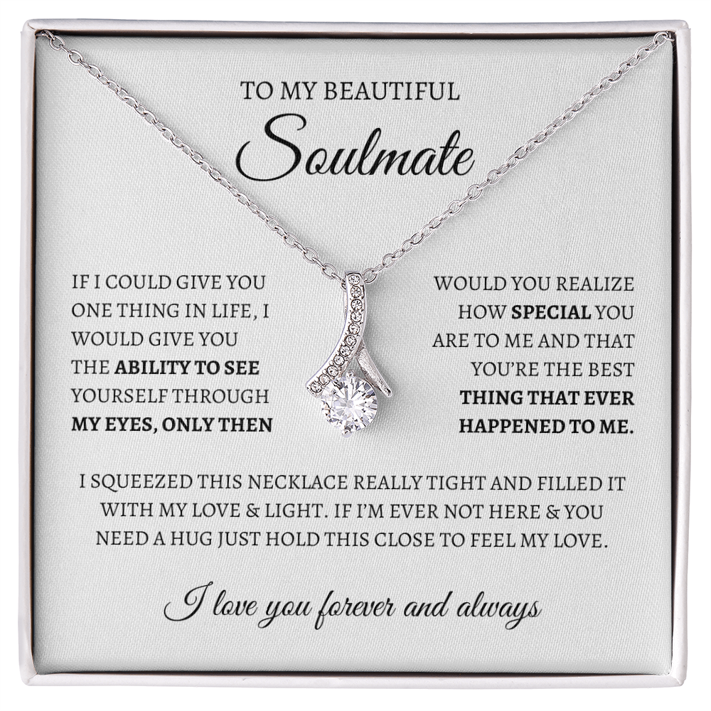 To My Soulmate Sparkling Love Knot Necklace – Romantic Gift for Wife or Girlfriend