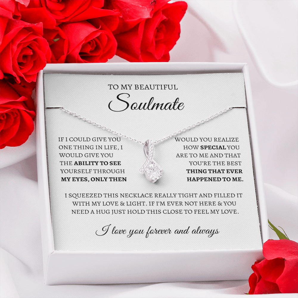 To My Soulmate Sparkling Love Knot Necklace – Romantic Gift for Wife or Girlfriend