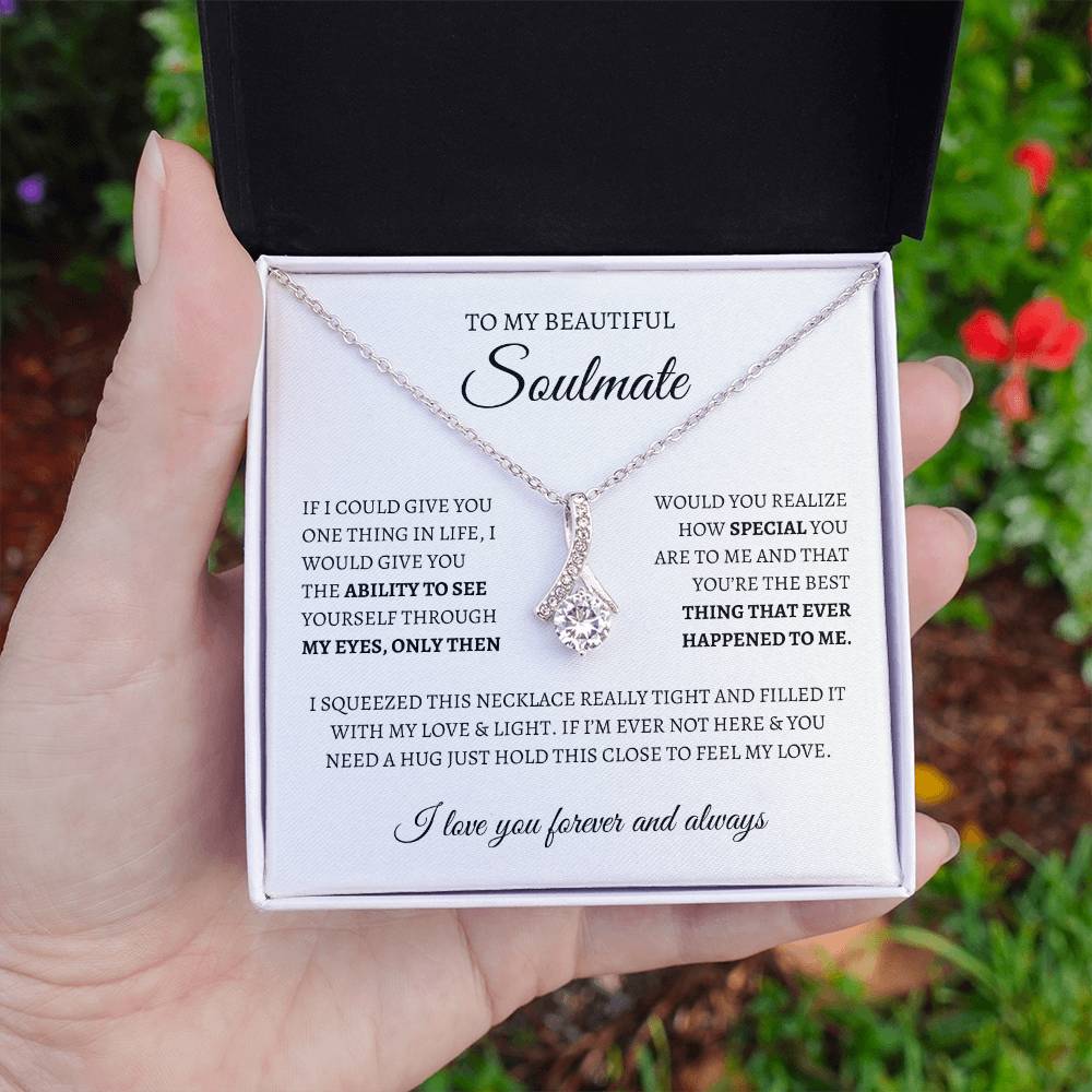 To My Soulmate Sparkling Love Knot Necklace – Romantic Gift for Wife or Girlfriend
