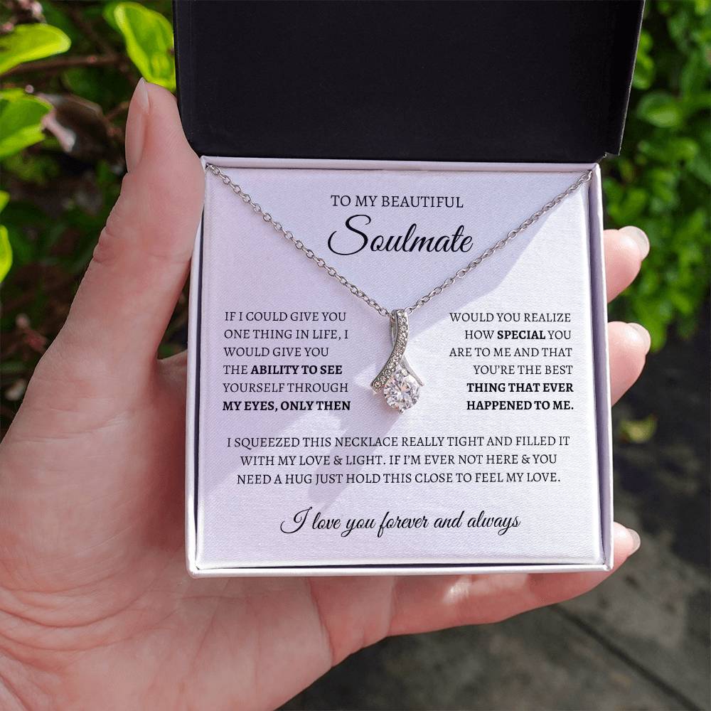 To My Soulmate Sparkling Love Knot Necklace – Romantic Gift for Wife or Girlfriend