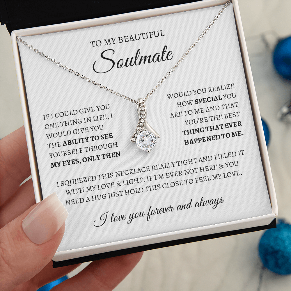 To My Soulmate Sparkling Love Knot Necklace – Romantic Gift for Wife or Girlfriend