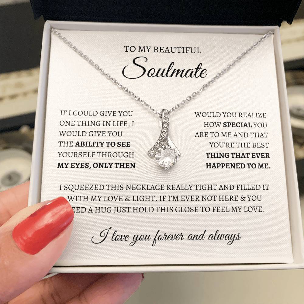 To My Soulmate Sparkling Love Knot Necklace – Romantic Gift for Wife or Girlfriend