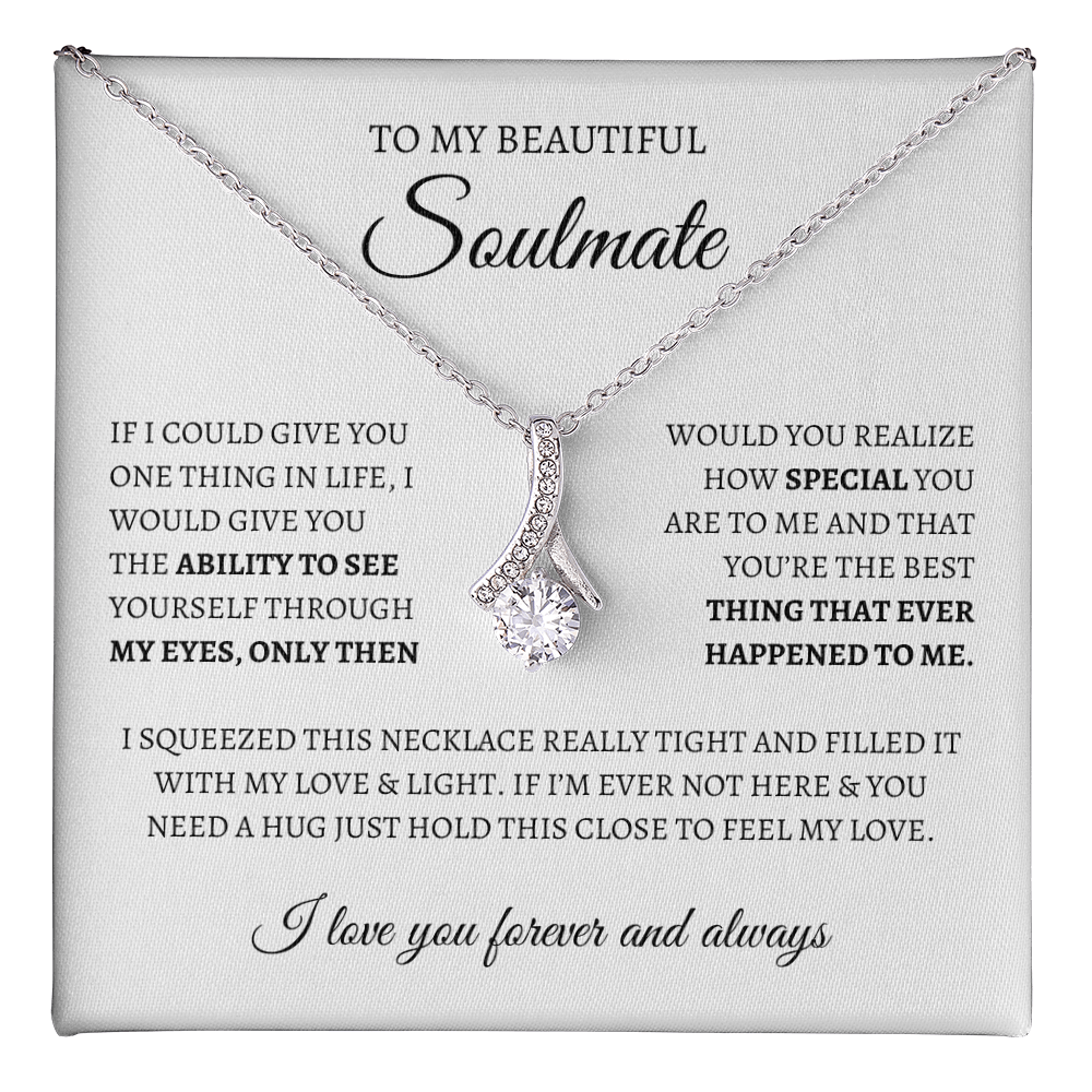 To My Soulmate Sparkling Love Knot Necklace – Romantic Gift for Wife or Girlfriend