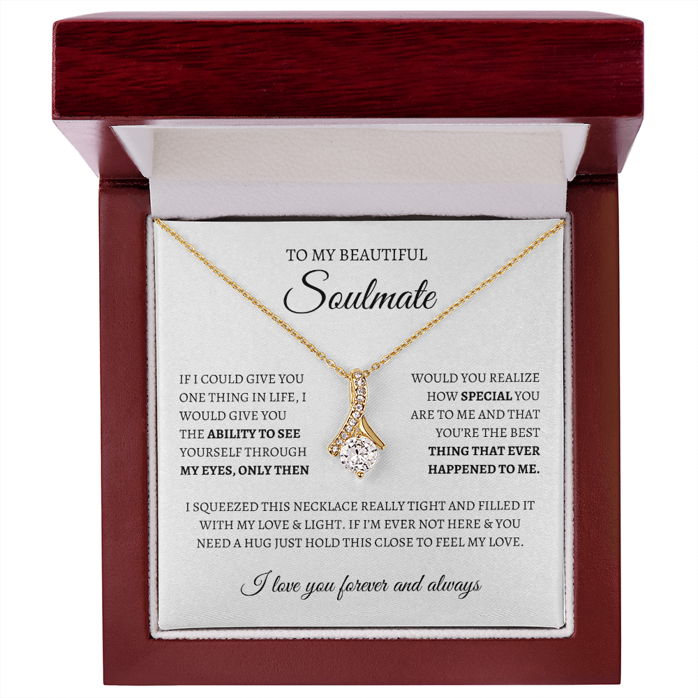 To My Soulmate Sparkling Love Knot Necklace – Romantic Gift for Wife or Girlfriend