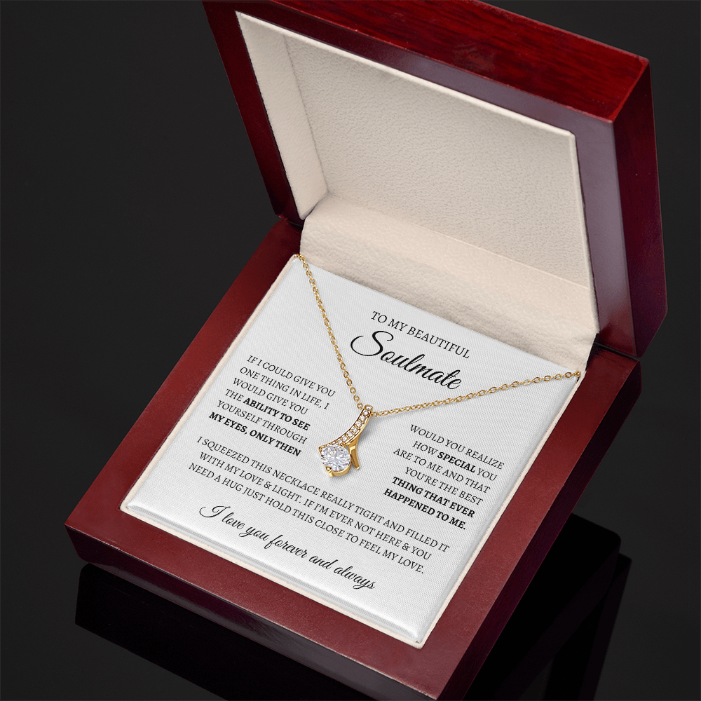 To My Soulmate Sparkling Love Knot Necklace – Romantic Gift for Wife or Girlfriend