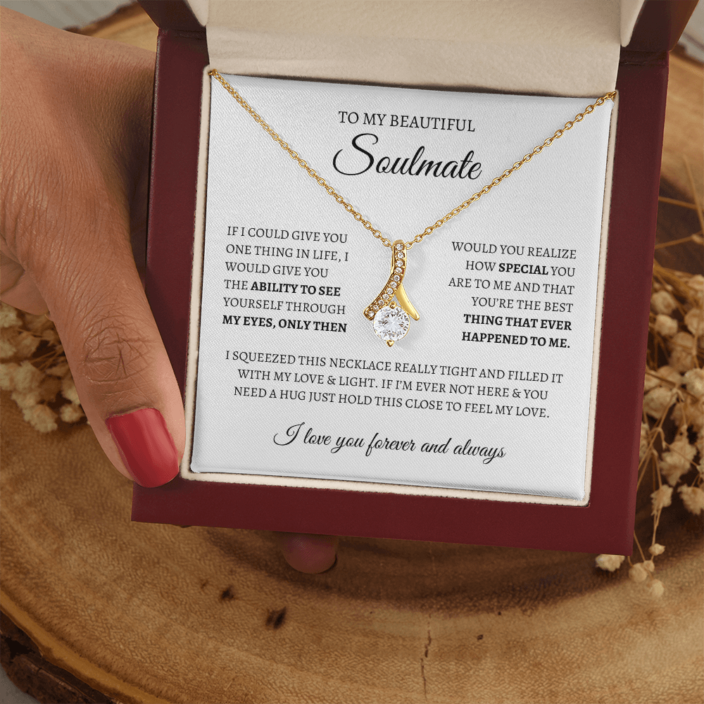 To My Soulmate Sparkling Love Knot Necklace – Romantic Gift for Wife or Girlfriend