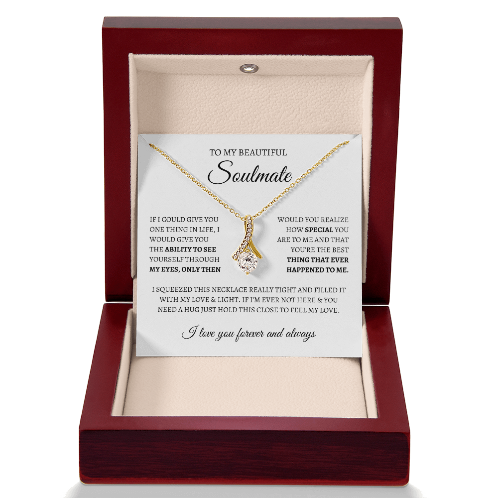To My Soulmate Sparkling Love Knot Necklace – Romantic Gift for Wife or Girlfriend