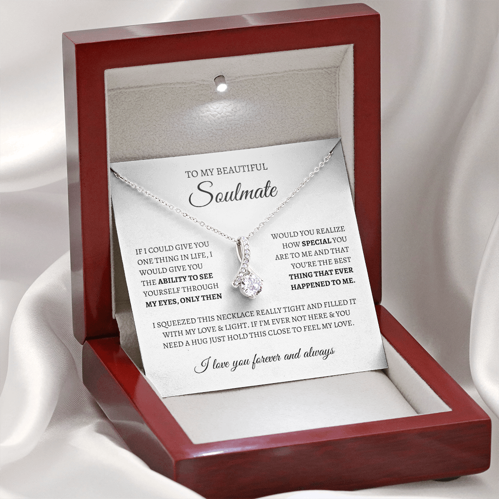 To My Soulmate Sparkling Love Knot Necklace – Romantic Gift for Wife or Girlfriend