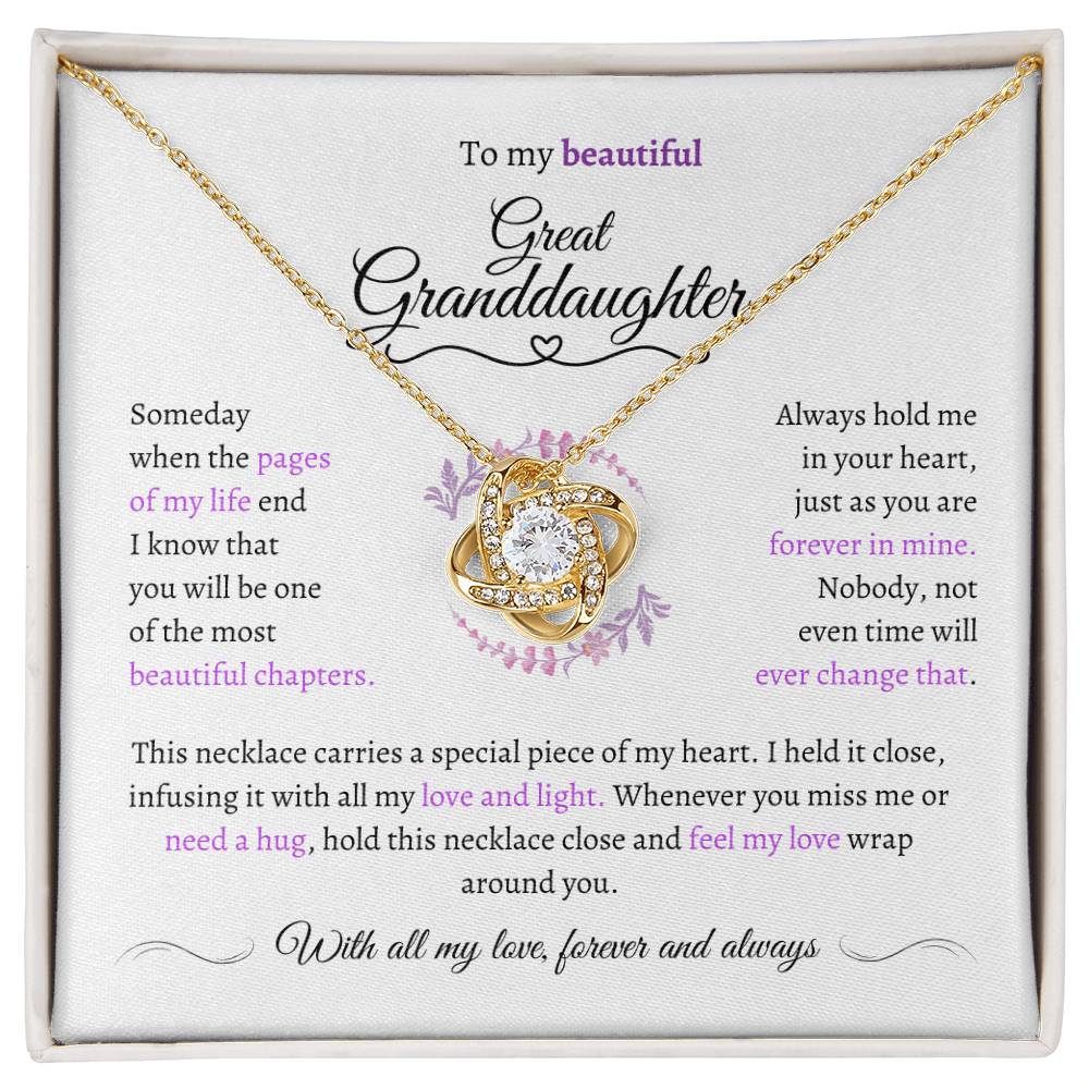 Great Granddaughter Gift - Most Beautiful Chapter - Love Knot Necklace