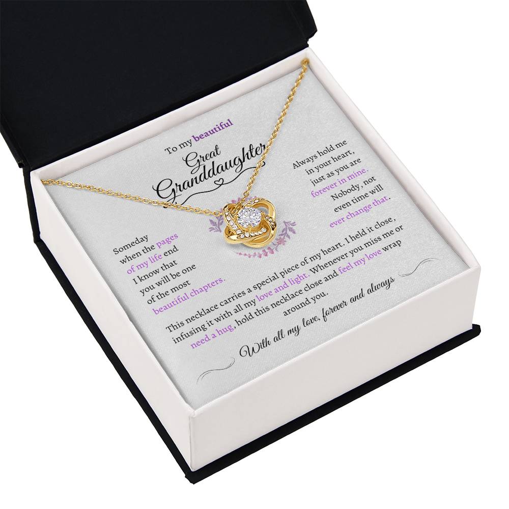 Great Granddaughter Gift - Most Beautiful Chapter - Love Knot Necklace