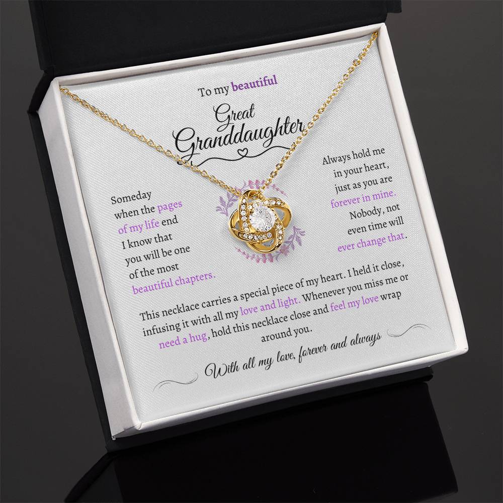 Great Granddaughter Gift - Most Beautiful Chapter - Love Knot Necklace