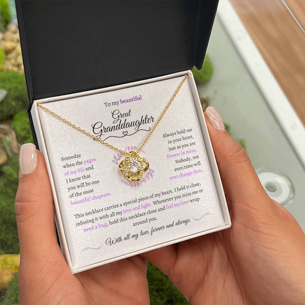 Great Granddaughter Gift - Most Beautiful Chapter - Love Knot Necklace