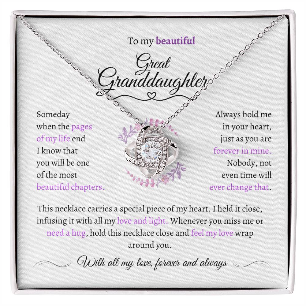 Great Granddaughter Gift - Most Beautiful Chapter - Love Knot Necklace