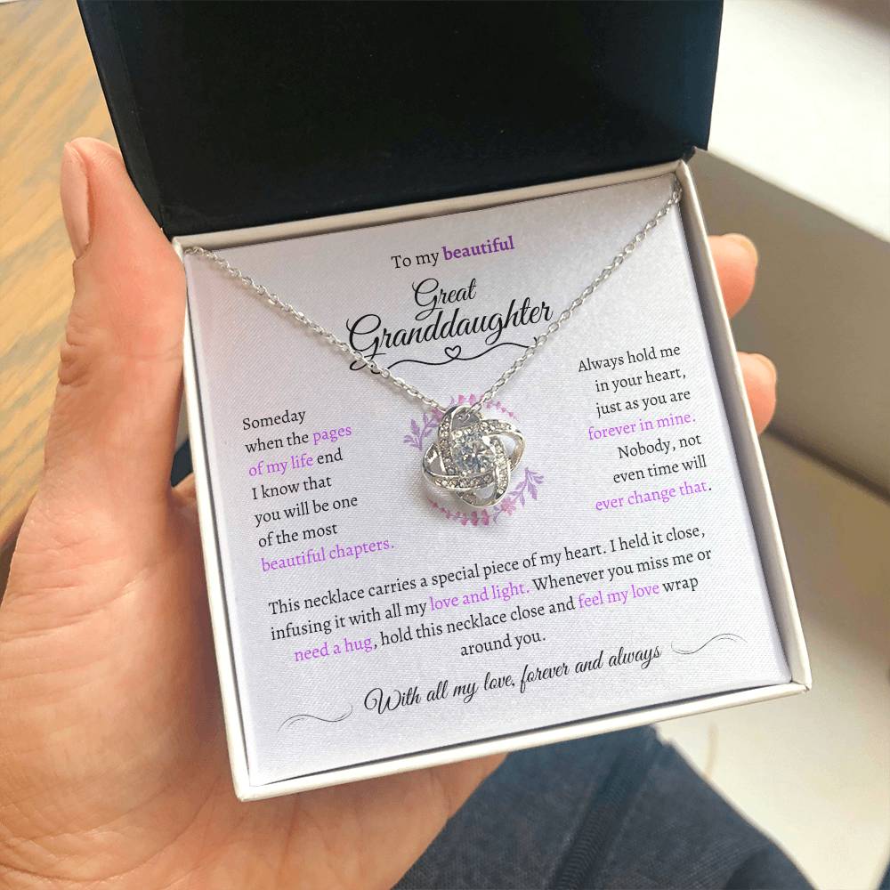 Great Granddaughter Gift - Most Beautiful Chapter - Love Knot Necklace