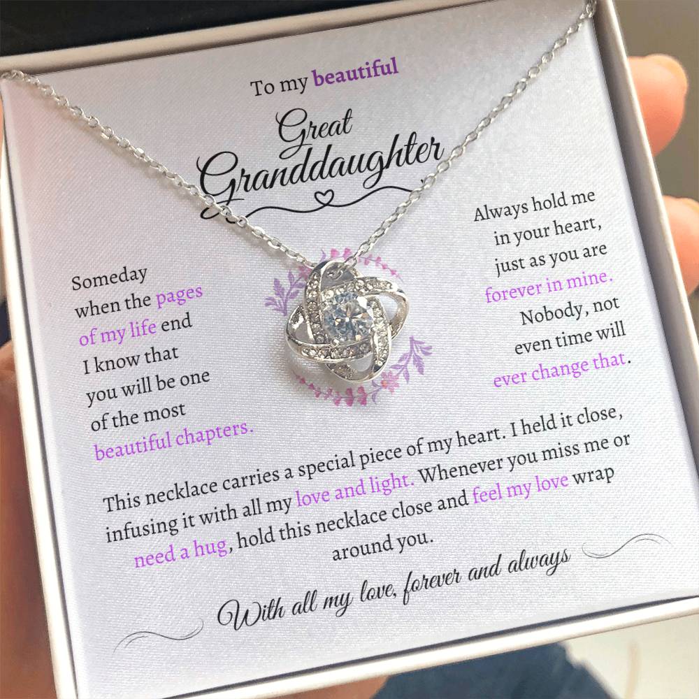 Great Granddaughter Gift - Most Beautiful Chapter - Love Knot Necklace