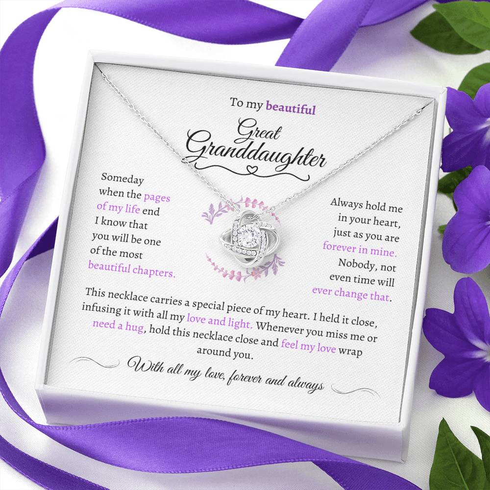 Great Granddaughter Gift - Most Beautiful Chapter - Love Knot Necklace