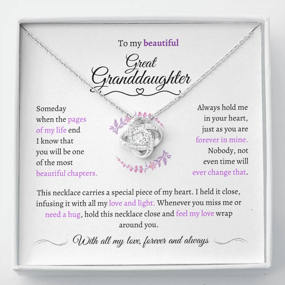Great Granddaughter Gift - Most Beautiful Chapter - Love Knot Necklace