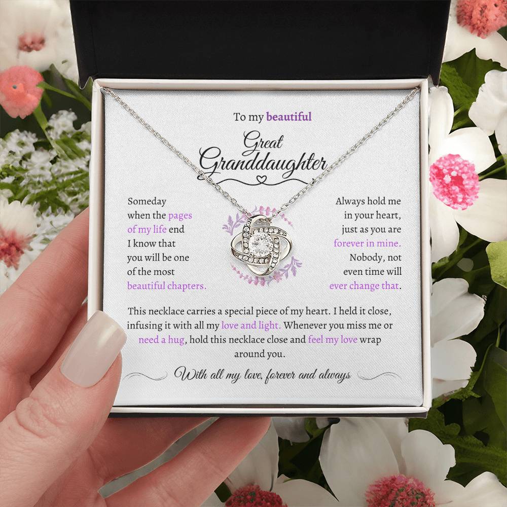 Great Granddaughter Gift - Most Beautiful Chapter - Love Knot Necklace