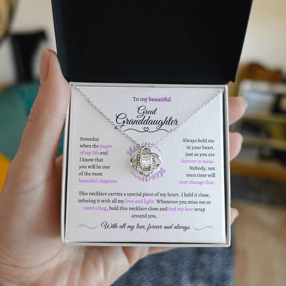 Great Granddaughter Gift - Most Beautiful Chapter - Love Knot Necklace
