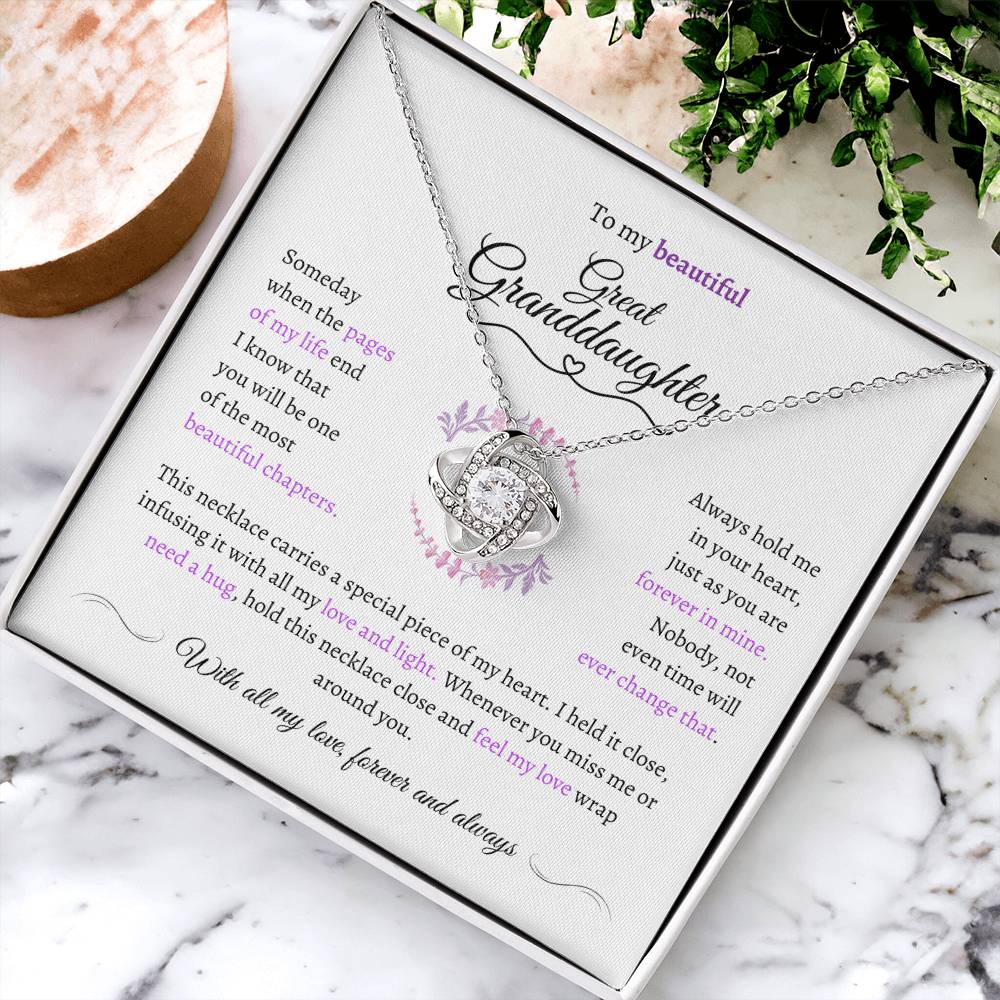 Great Granddaughter Gift - Most Beautiful Chapter - Love Knot Necklace