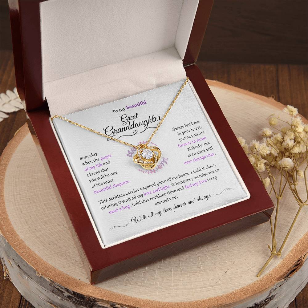 Great Granddaughter Gift - Most Beautiful Chapter - Love Knot Necklace