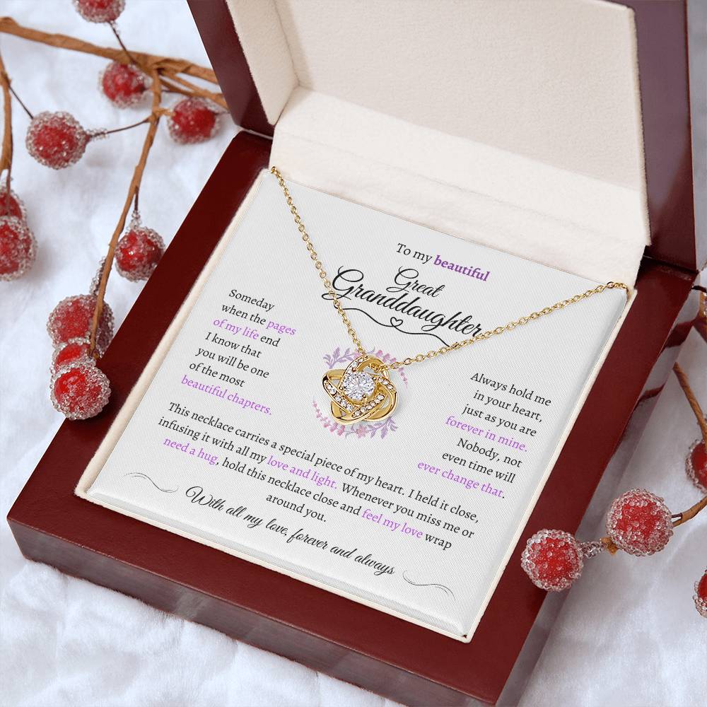 Great Granddaughter Gift - Most Beautiful Chapter - Love Knot Necklace