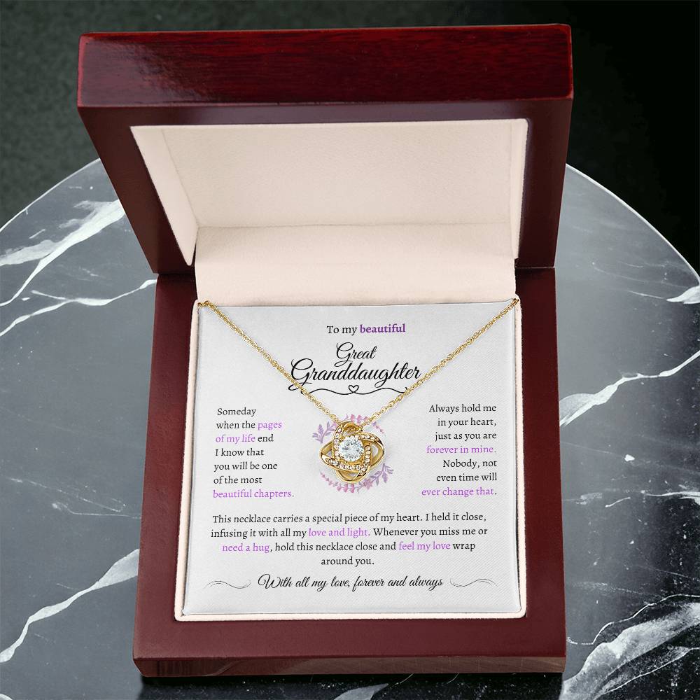 Great Granddaughter Gift - Most Beautiful Chapter - Love Knot Necklace