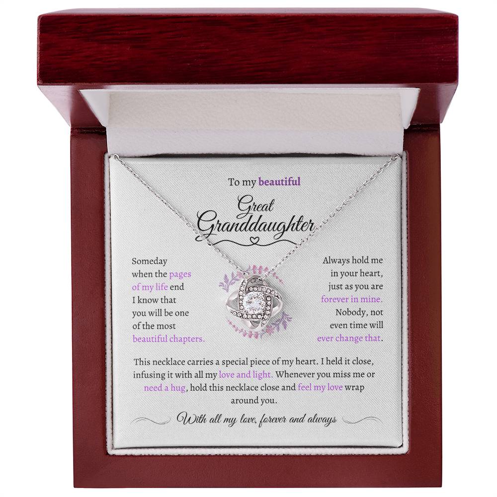Great Granddaughter Gift - Most Beautiful Chapter - Love Knot Necklace