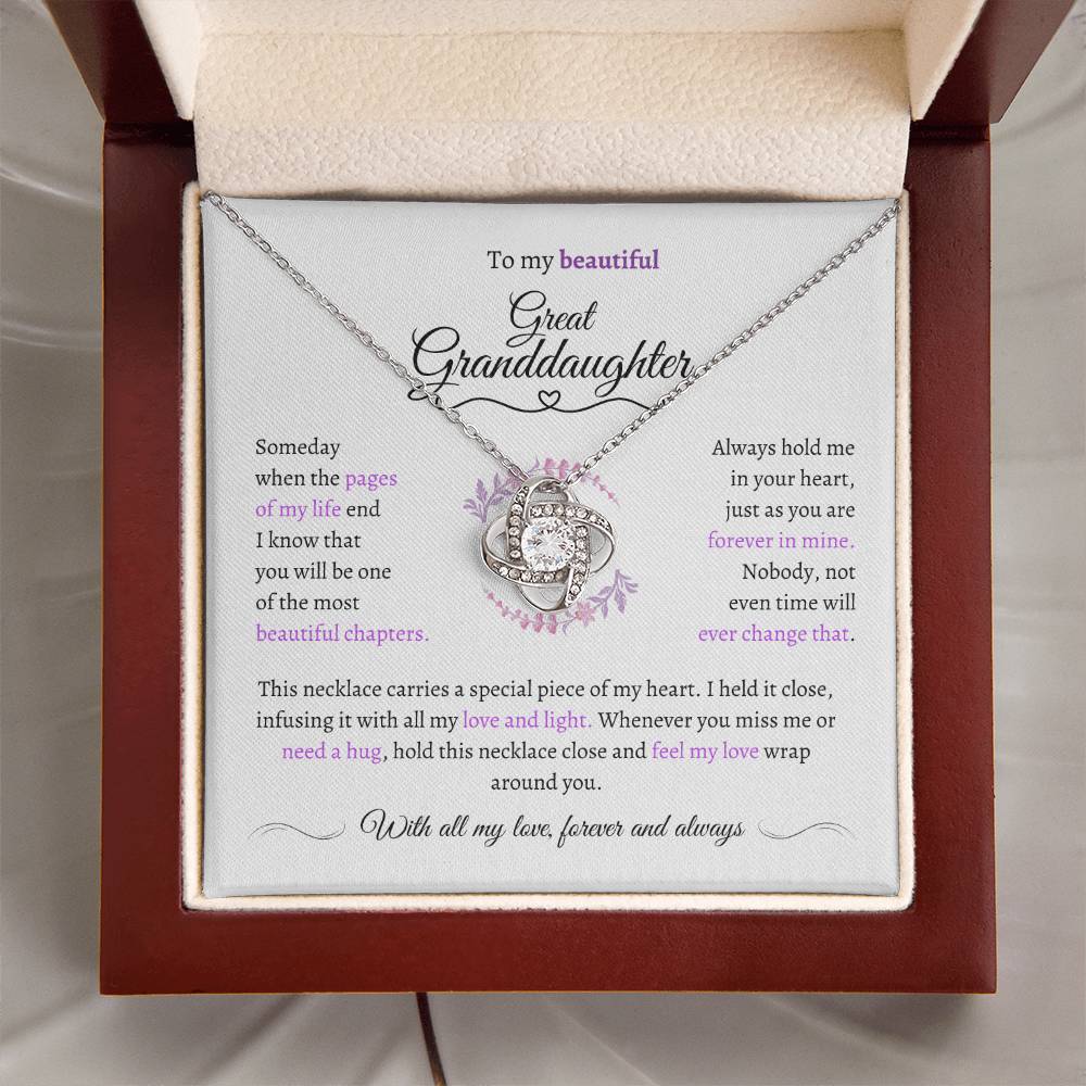 Great Granddaughter Gift - Most Beautiful Chapter - Love Knot Necklace