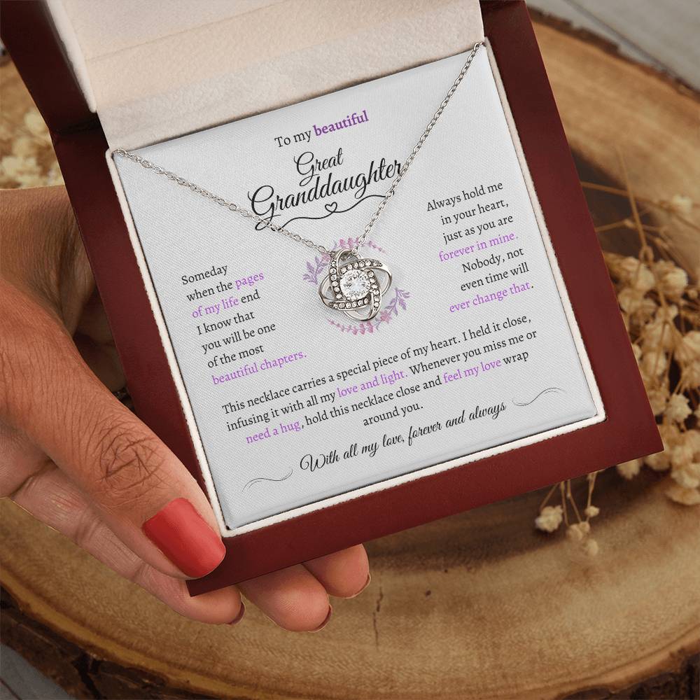 Great Granddaughter Gift - Most Beautiful Chapter - Love Knot Necklace