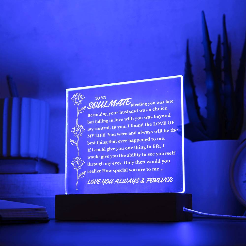 To Soulmate "Meeting you was fate..." Acrylic Plaque (Best Seller With Lighted Base)