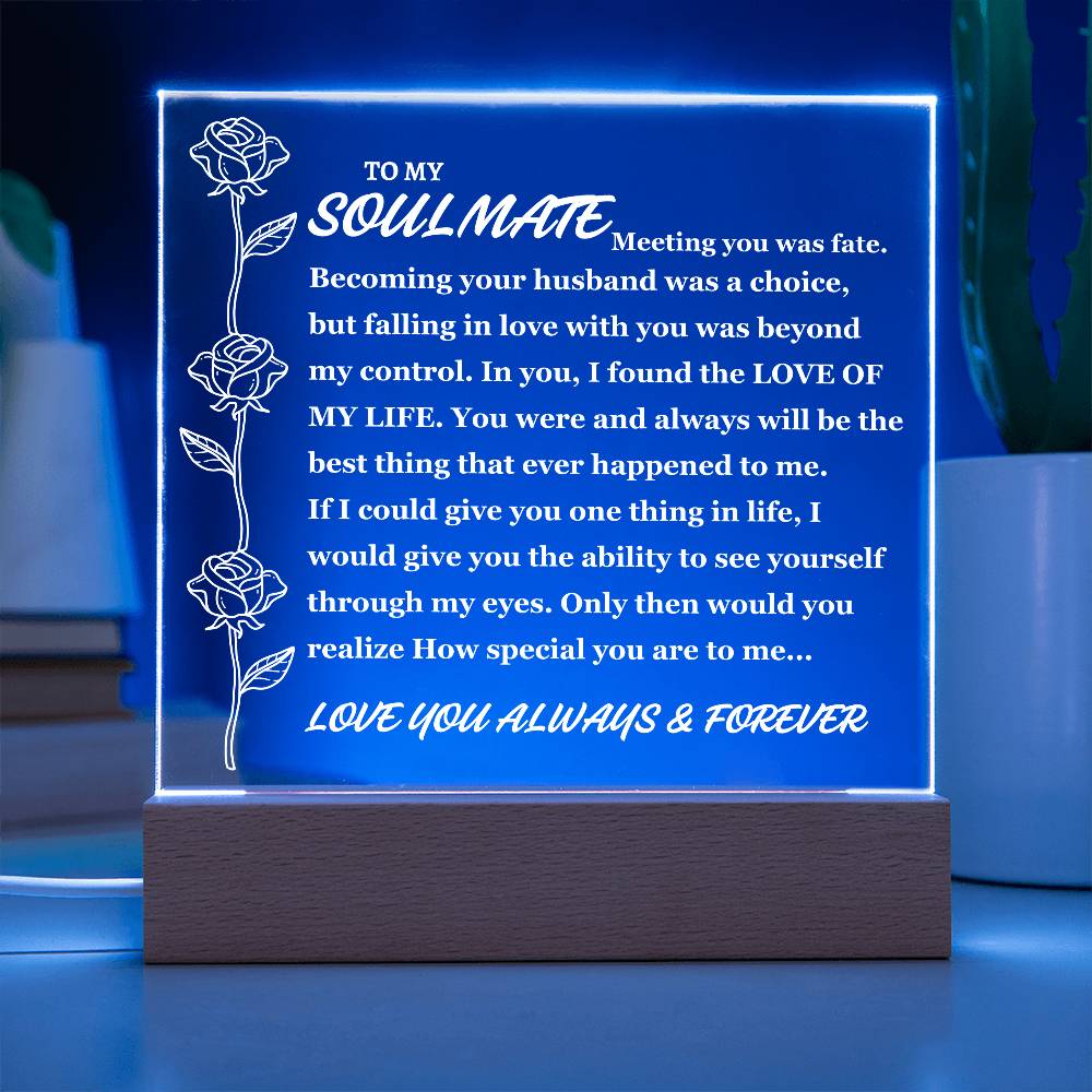 To Soulmate "Meeting you was fate..." Acrylic Plaque (Best Seller With Lighted Base)