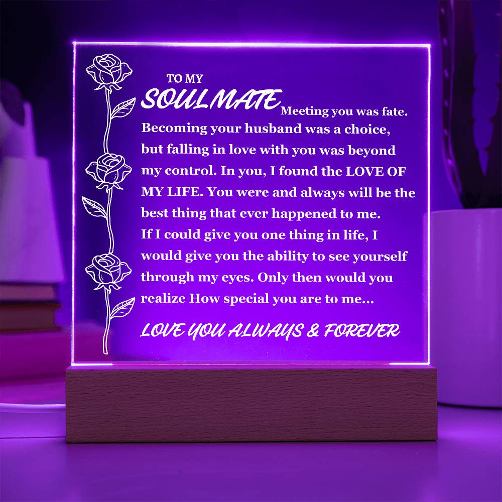 To Soulmate "Meeting you was fate..." Acrylic Plaque (Best Seller With Lighted Base)