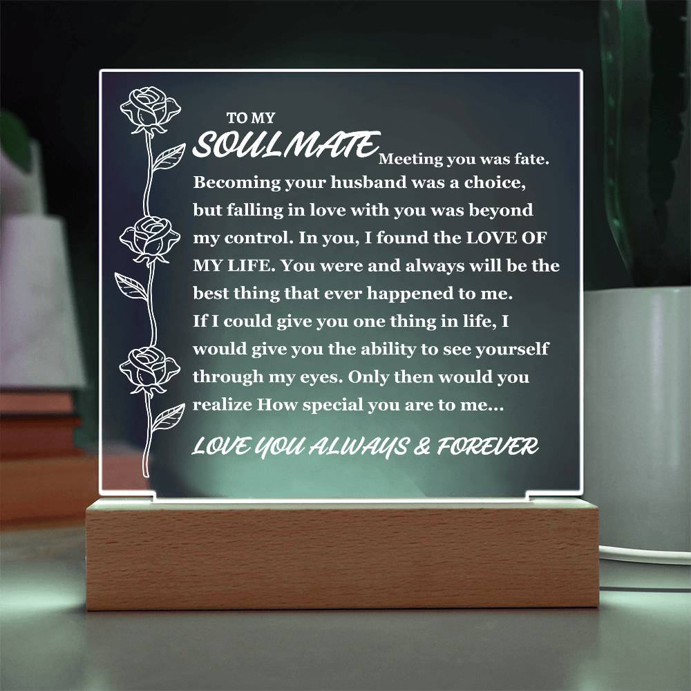 To Soulmate "Meeting you was fate..." Acrylic Plaque (Best Seller With Lighted Base)