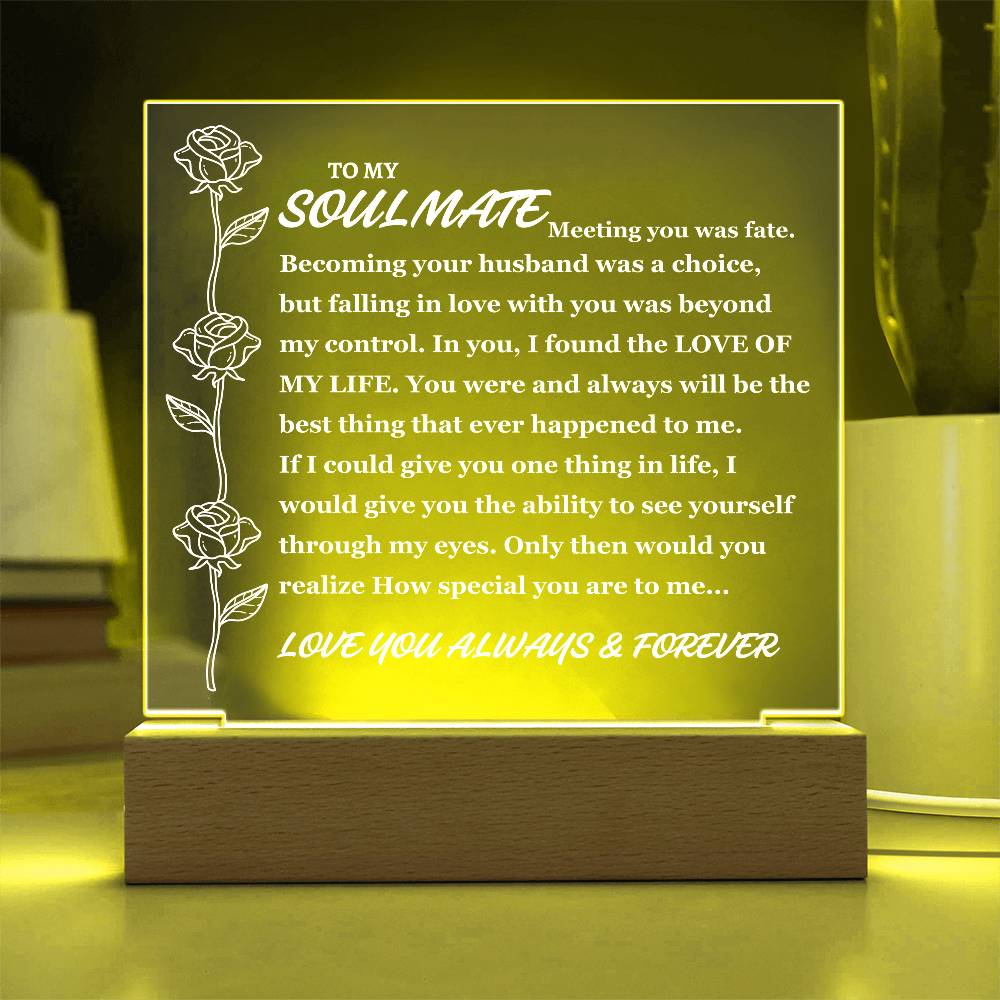 To Soulmate "Meeting you was fate..." Acrylic Plaque (Best Seller With Lighted Base)