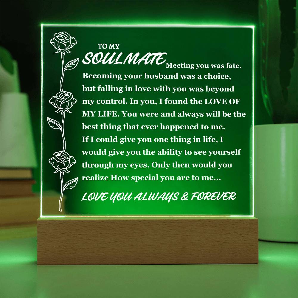 To Soulmate "Meeting you was fate..." Acrylic Plaque (Best Seller With Lighted Base)