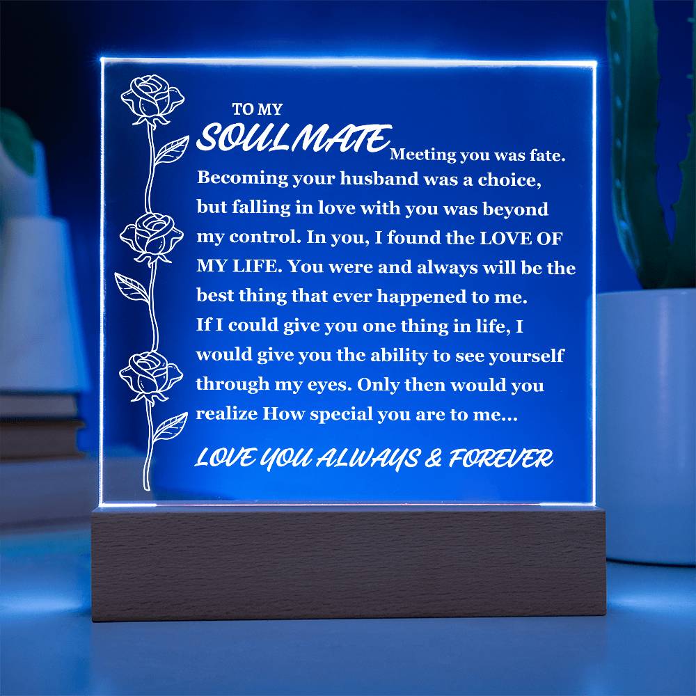 To Soulmate "Meeting you was fate..." Acrylic Plaque (Best Seller With Lighted Base)