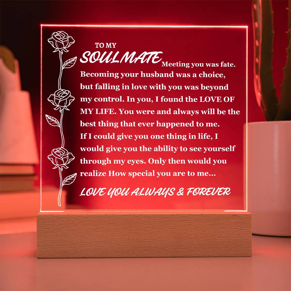 To Soulmate "Meeting you was fate..." Acrylic Plaque (Best Seller With Lighted Base)
