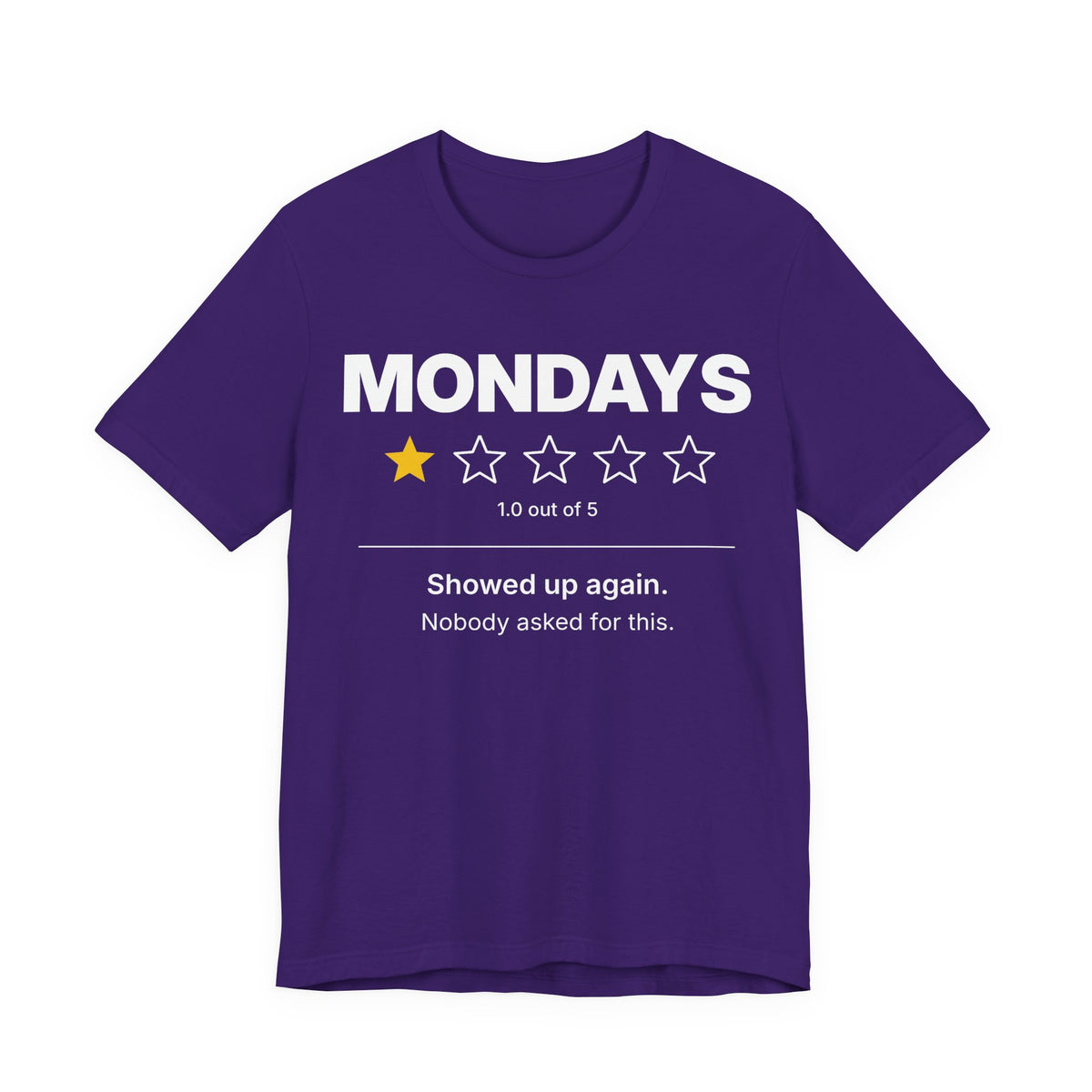 Mondays 1-Star Rating Funny Graphic T-Shirt