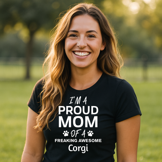 Proud Dog Mom Shirt, Customizable Dog Breed Tee | Personalized Pet Lover Gift | Funny Dog Mom TShirt | Cute Pet Parent Apparel