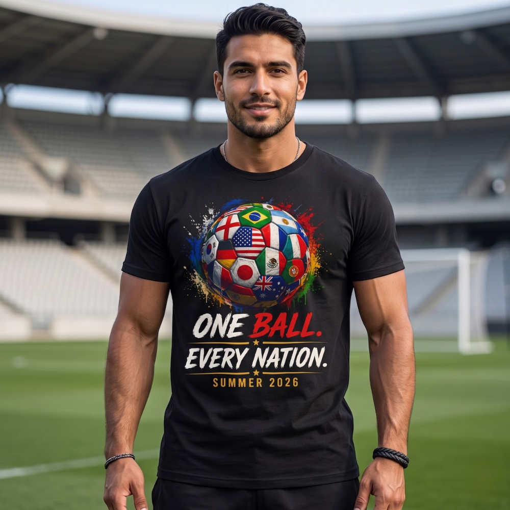 One Ball Every Nation Shirt | Soccer Fan Tee 2026 | World Football Shirt USA | International Soccer T-Shirt | Travel Fan Gift