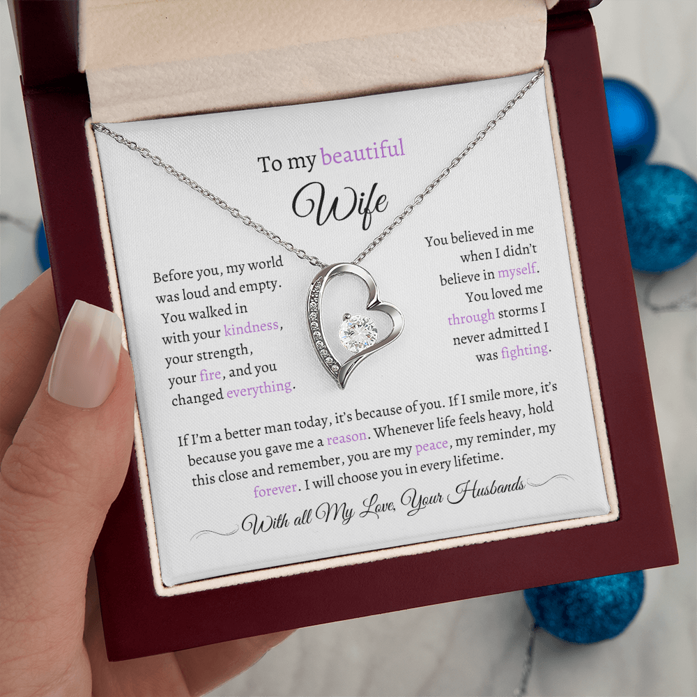 Husband to Wife Necklace with Message Card – “You Are My Peace” – Romantic Anniversary Gift, Birthday Gift, Valentine's Gift, Marriage Gift