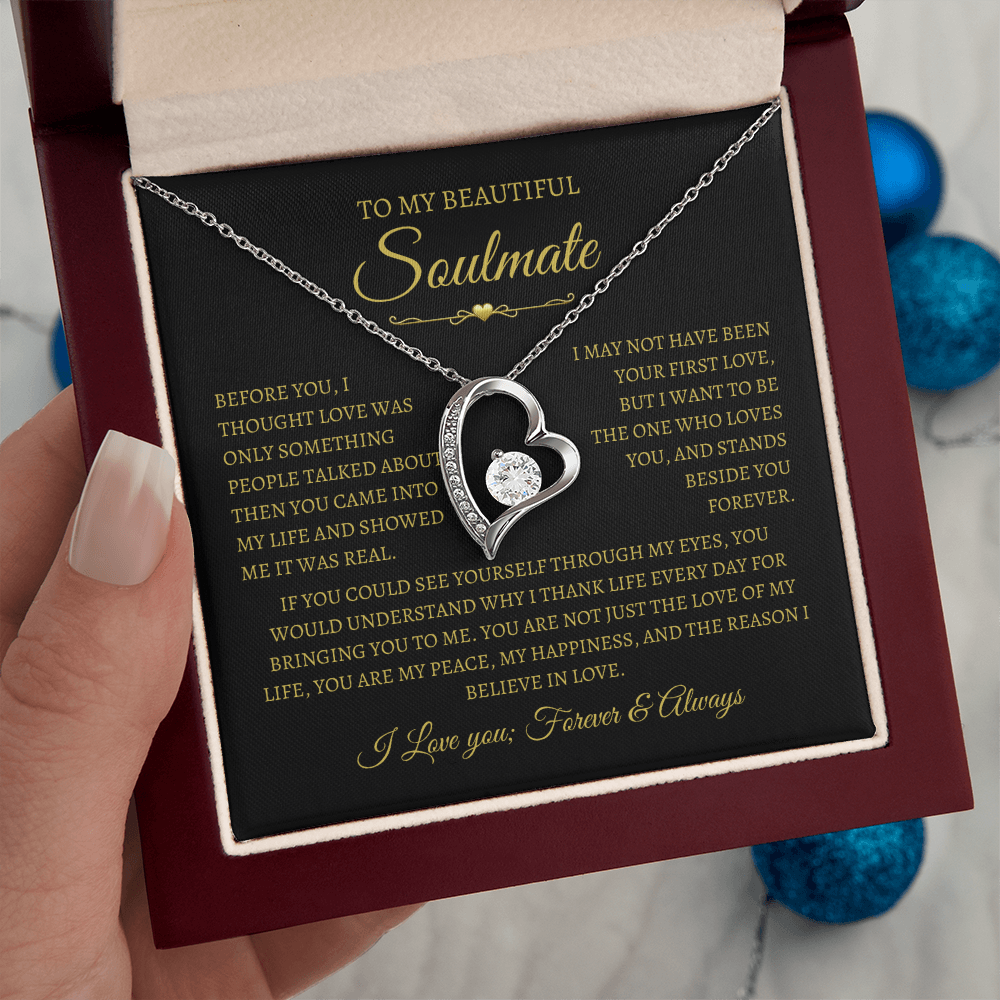 To My Beautiful Soulmate Gift, "My Happiness" Heart Necklace