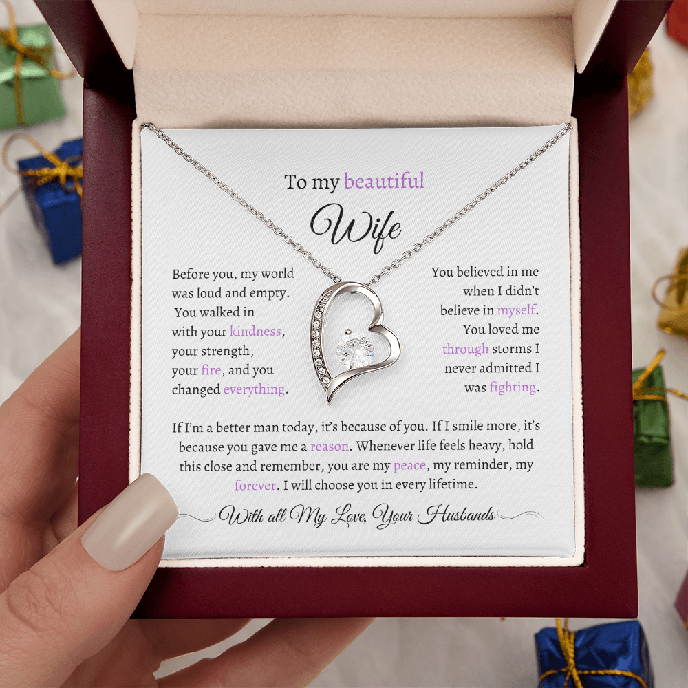 Husband to Wife Necklace with Message Card – “You Are My Peace” – Romantic Anniversary Gift, Birthday Gift, Valentine's Gift, Marriage Gift