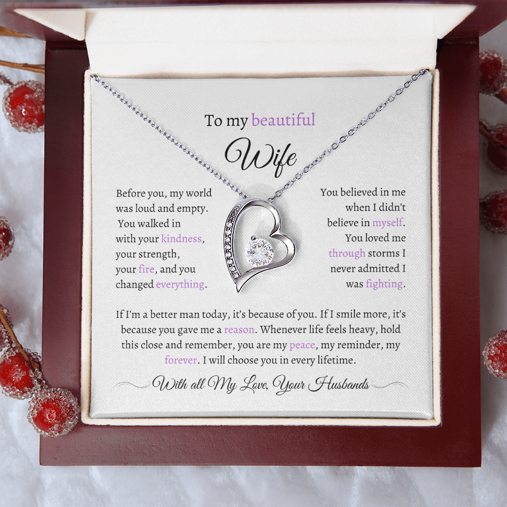 Husband to Wife Necklace with Message Card – “You Are My Peace” – Romantic Anniversary Gift, Birthday Gift, Valentine's Gift, Marriage Gift