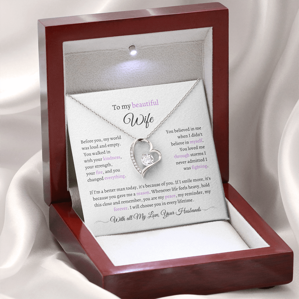Husband to Wife Necklace with Message Card – “You Are My Peace” – Romantic Anniversary Gift, Birthday Gift, Valentine's Gift, Marriage Gift